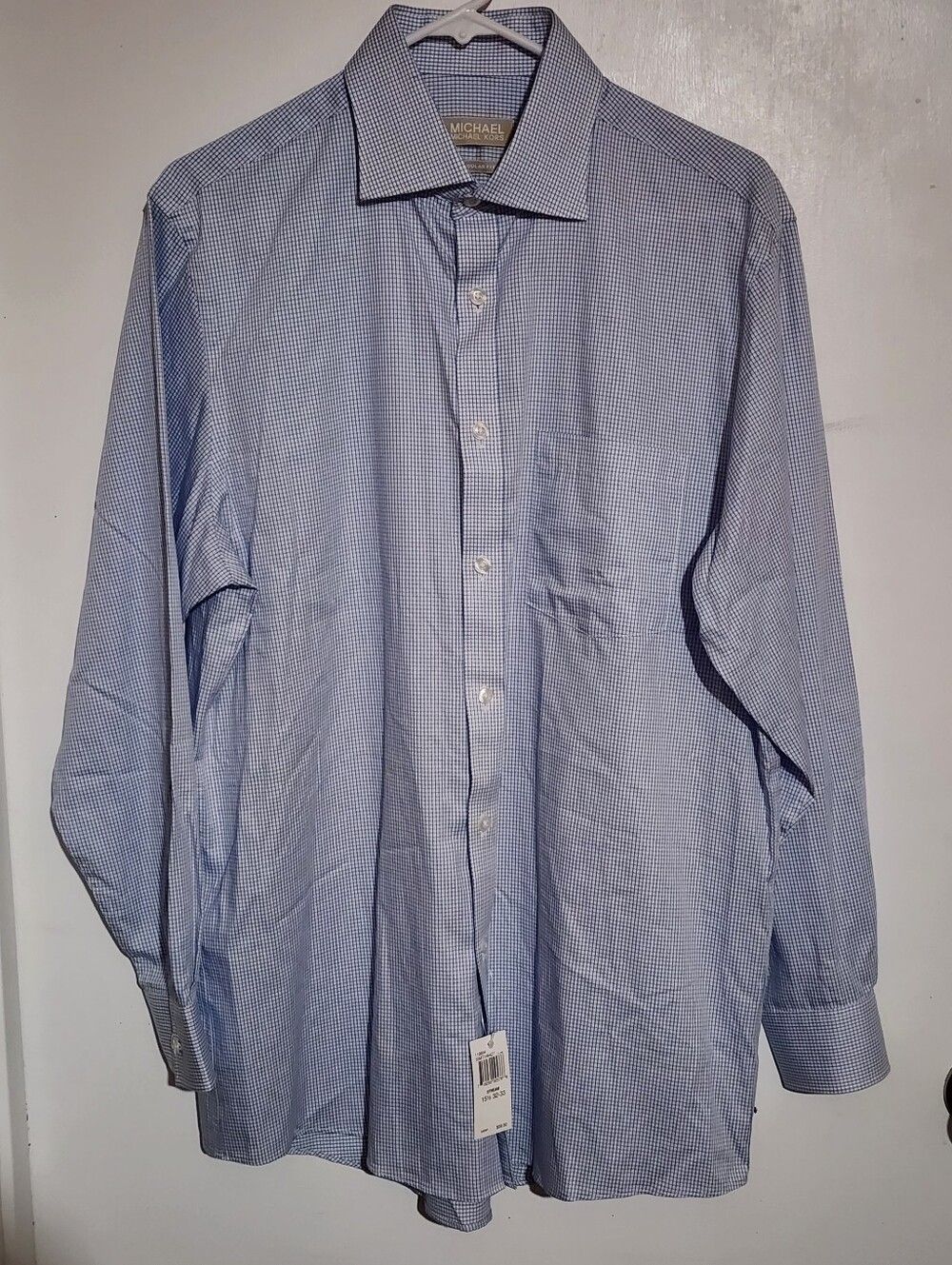 Michael Kors Men's Light Blue Micro-Check Dress Shirt NWT - Picture 1 of 5